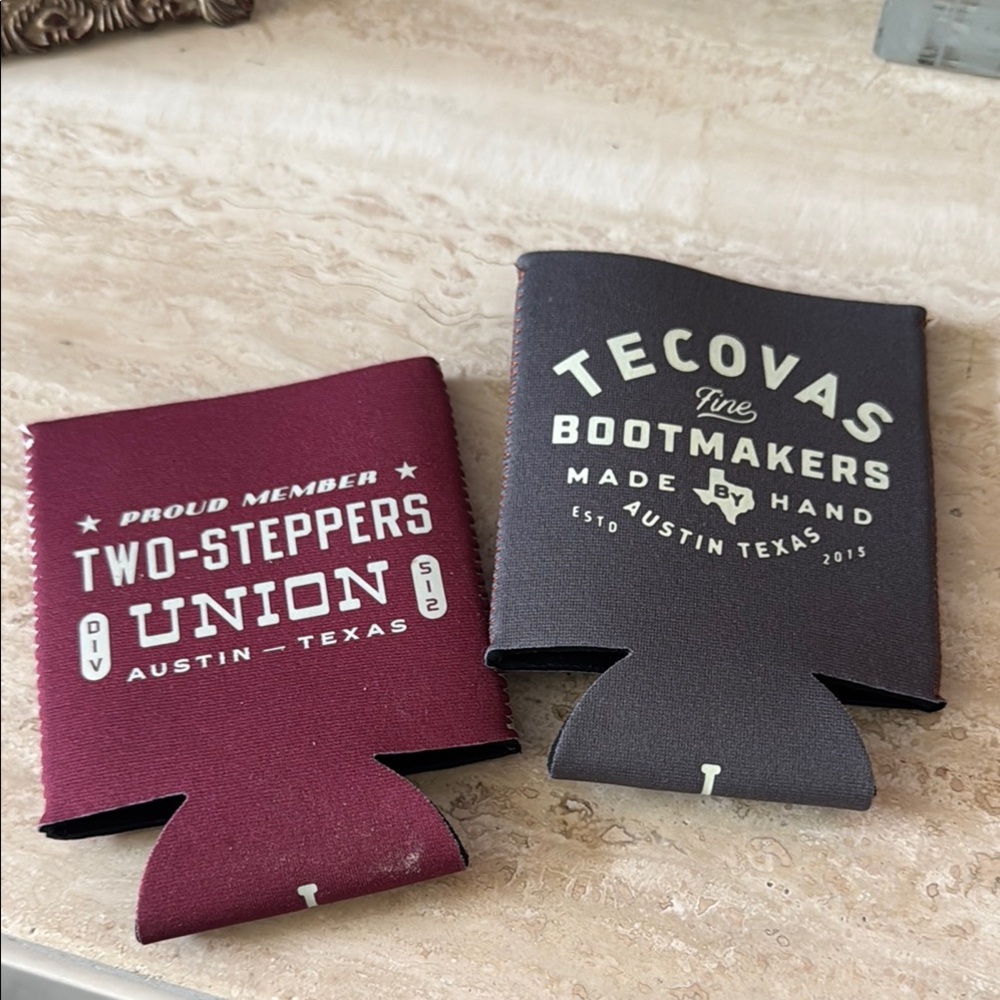 Tecovas Maroon and Black Drink Koozies Set of 2 Bundle Lot Brand New